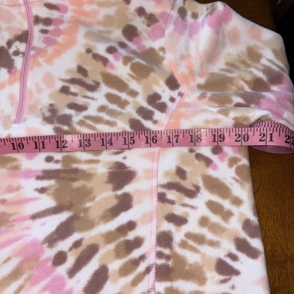 Lands' End Women's Medium 10-12 Lightweight Fleece Pullover Quarter Zip Tie Dye - Picture 7 of 9